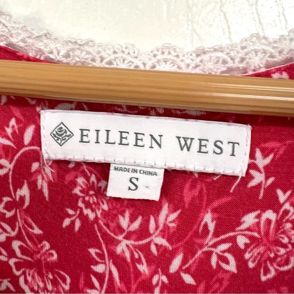 Eileen West Modal Long Sleeve RUFFLED Trim Nightgown Small S Red Floral Pajamas - Picture 7 of 10